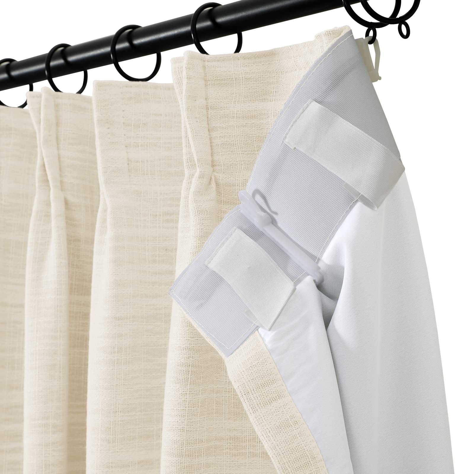 Twopages Faux Linen 84 Inches Long Ivory Blackout Curtain With Pinch Pleated And Back Tab For Living Room Kids Room Thermal Insu
